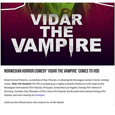 Norwegian Horror Comedy ‘Vidar The Vampire’ Comes To VOD